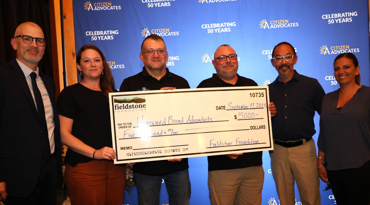 Fieldstone Foundation presents $5,000 donation to Homeward Bound Adirondacks.